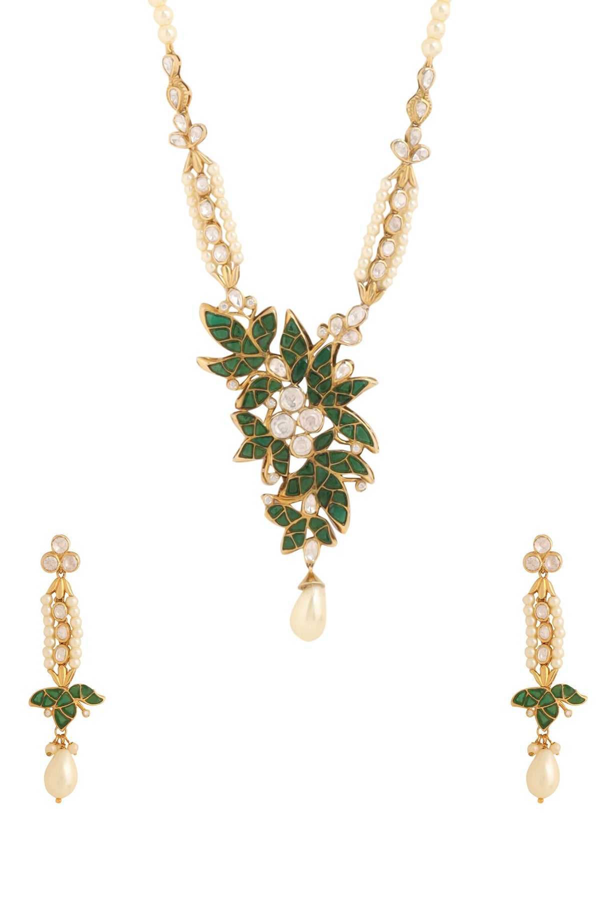 Floral Pendant Necklace & Earring Set 