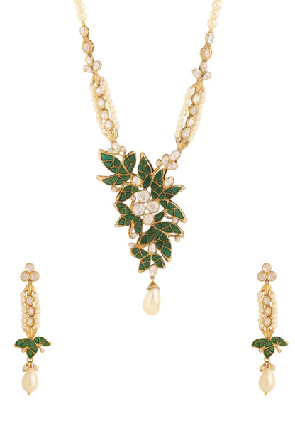 Floral Pendant Necklace & Earring Set 
