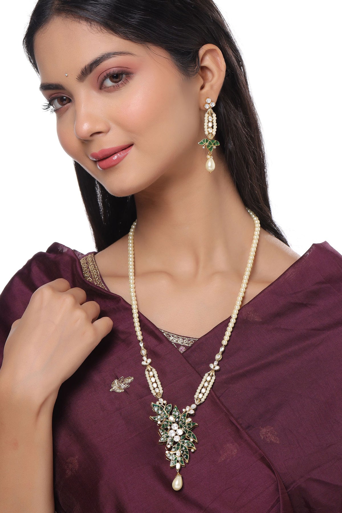 Floral Pendant Necklace & Earring Set 