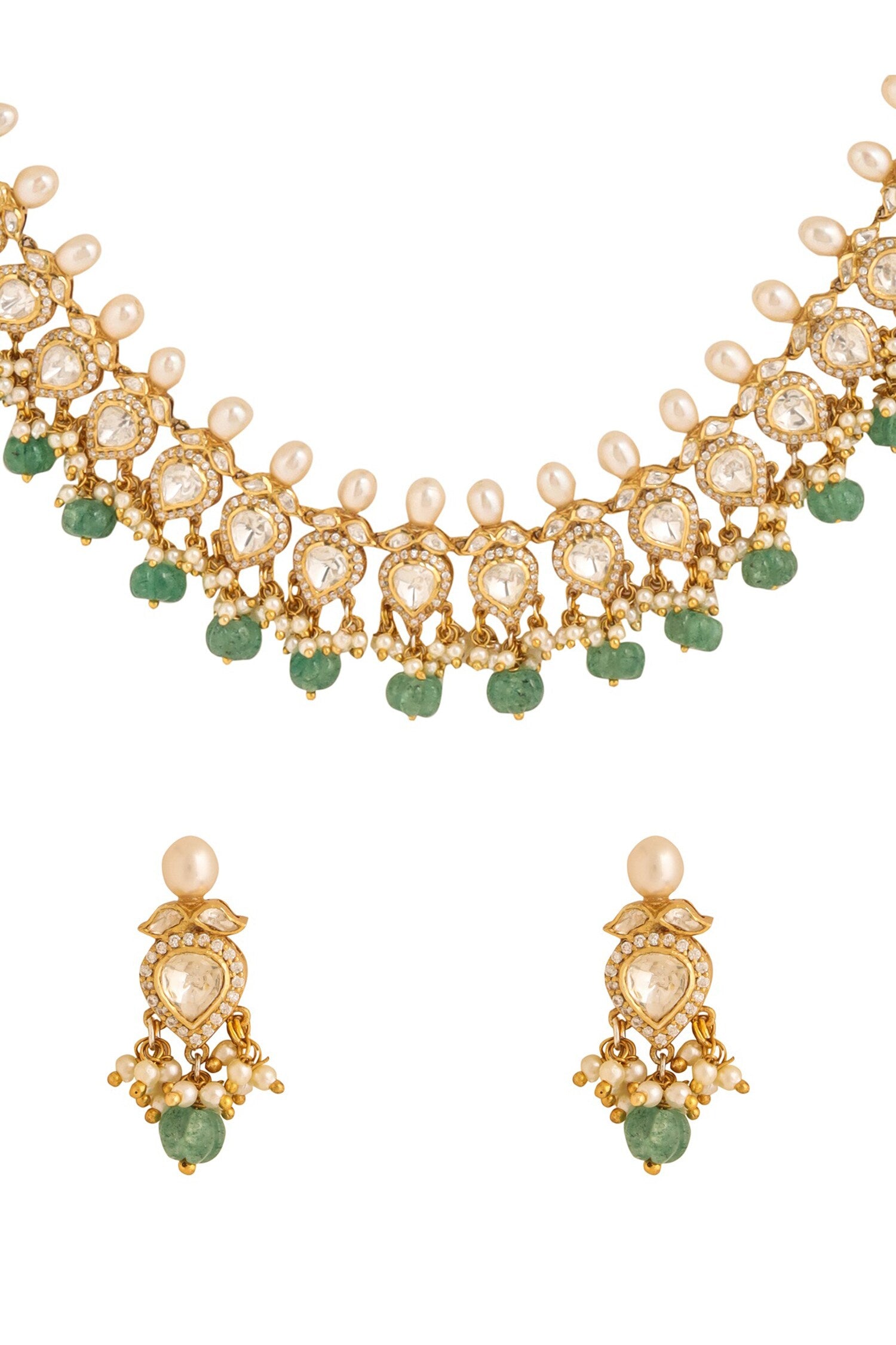 Gold Tear Drop Shaped Necklace Set 