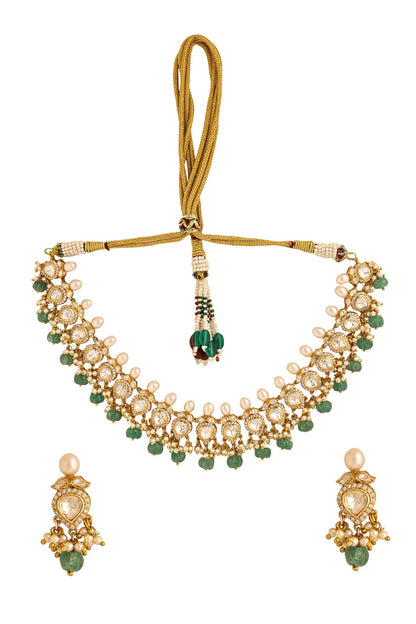 Gold Tear Drop Shaped Necklace Set 