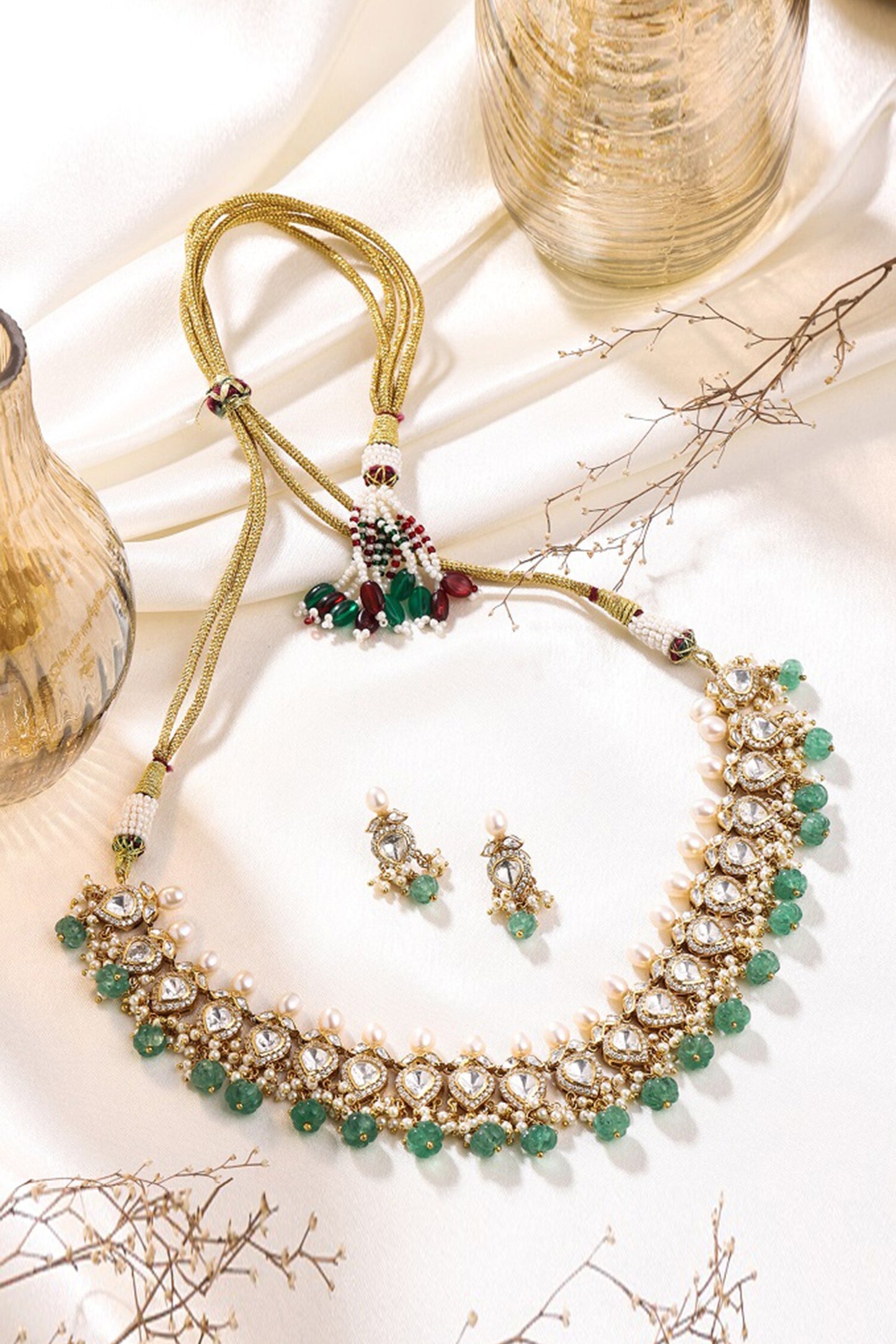 Gold Tear Drop Shaped Necklace Set 