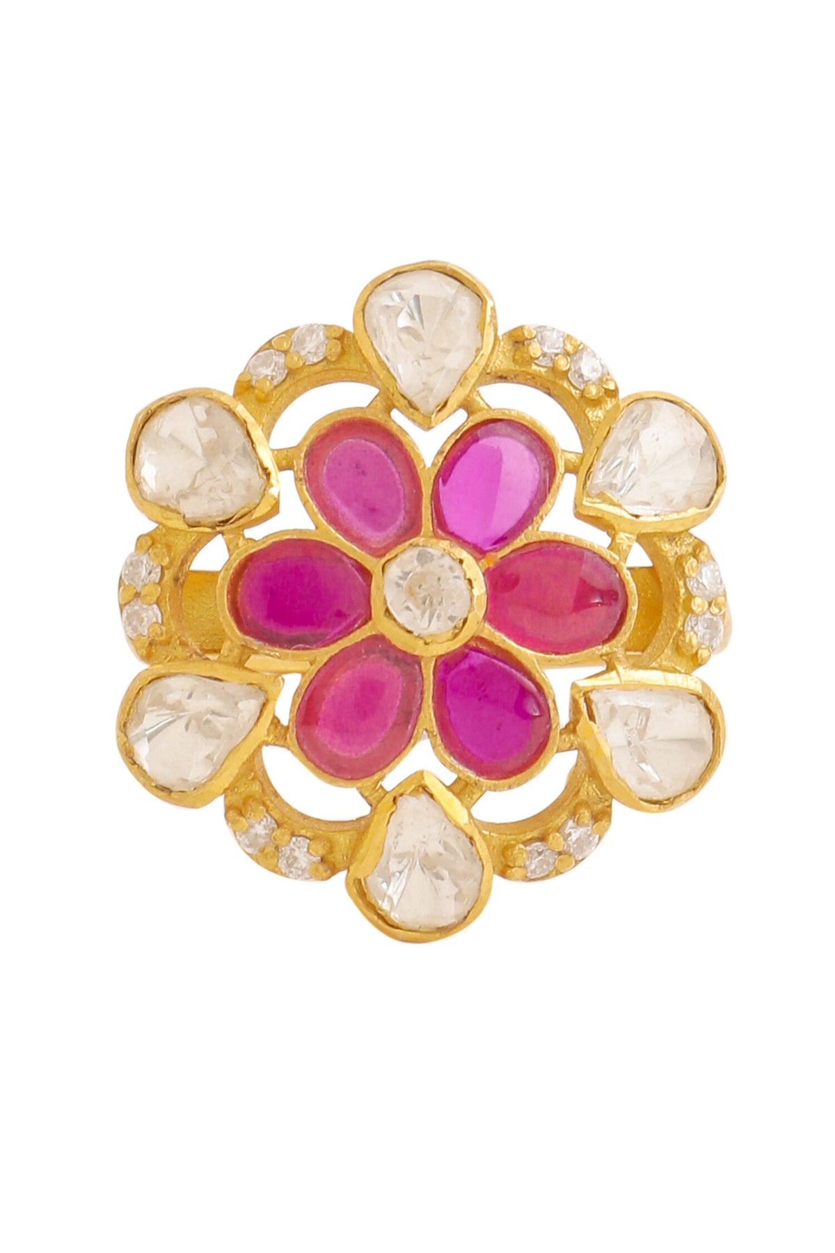 Gold Floral Cutwork Ring 