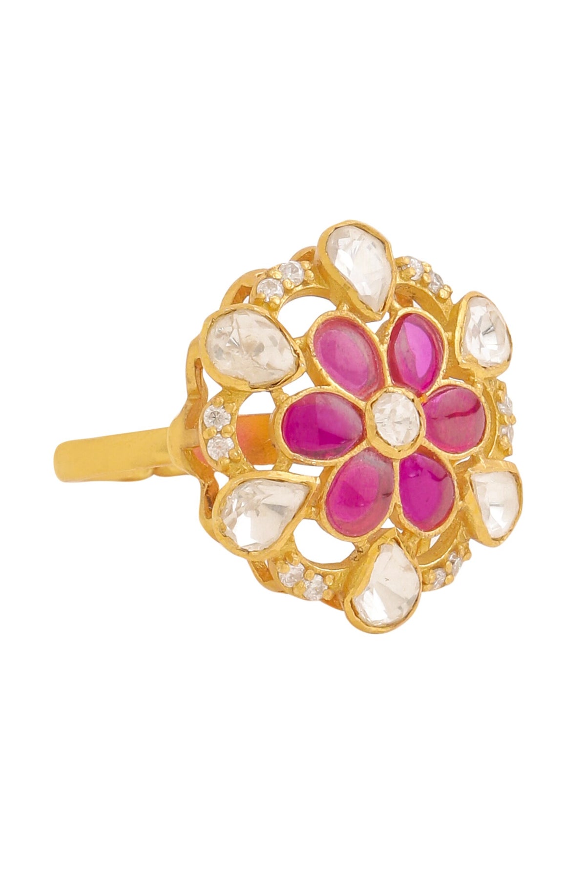 Gold Floral Cutwork Ring 