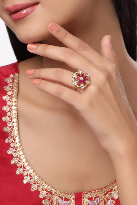 Gold Floral Cutwork Ring 