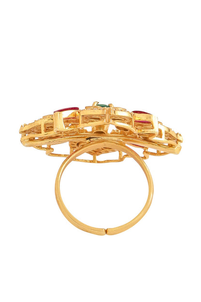 Gold Floral Cutwork Ring 