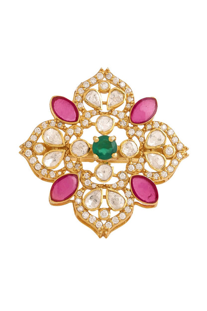 Gold Floral Cutwork Ring 