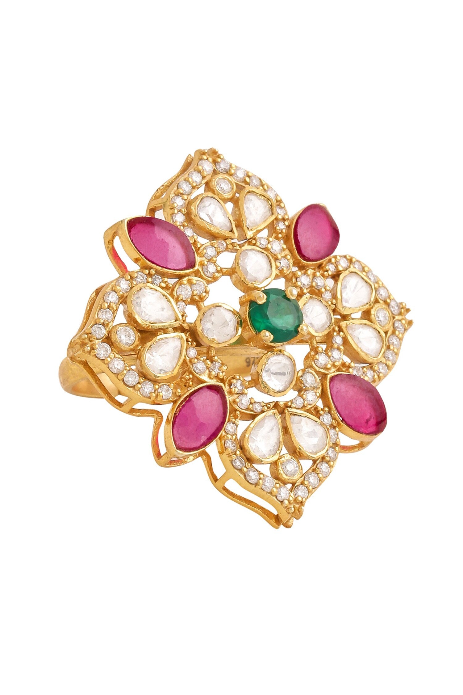 Gold Floral Cutwork Ring 