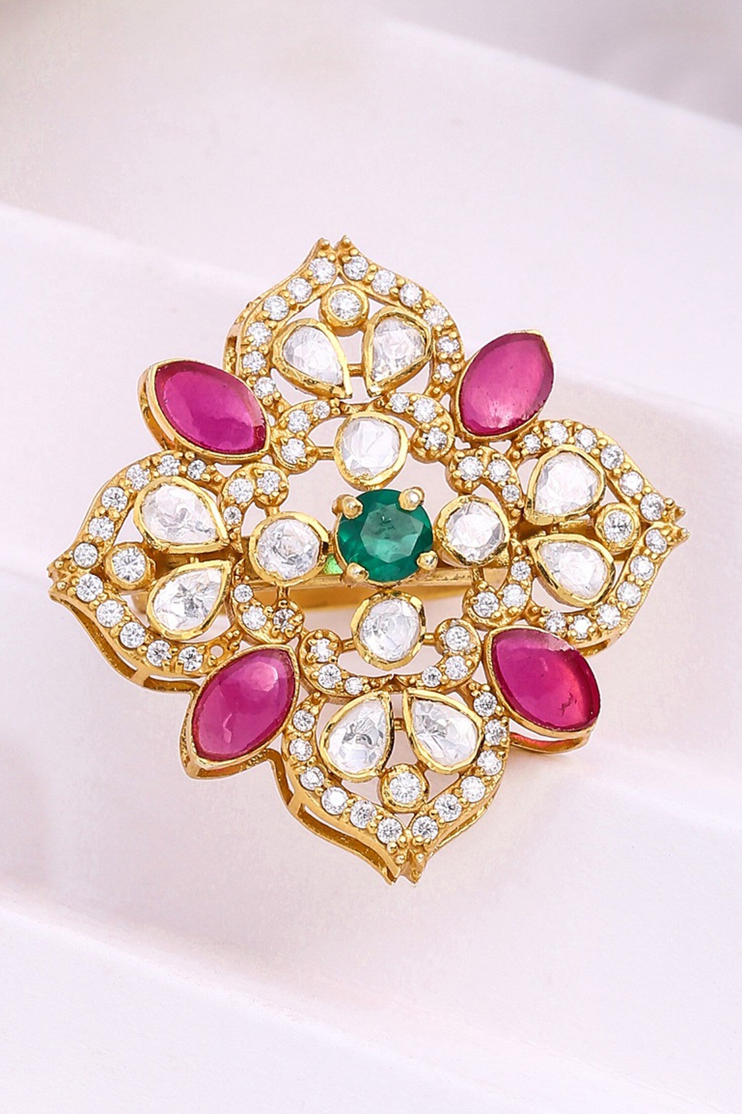 Gold Floral Cutwork Ring 