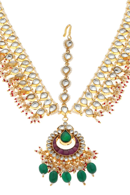 Emerald & Ruby Kundan Mathapatti 
