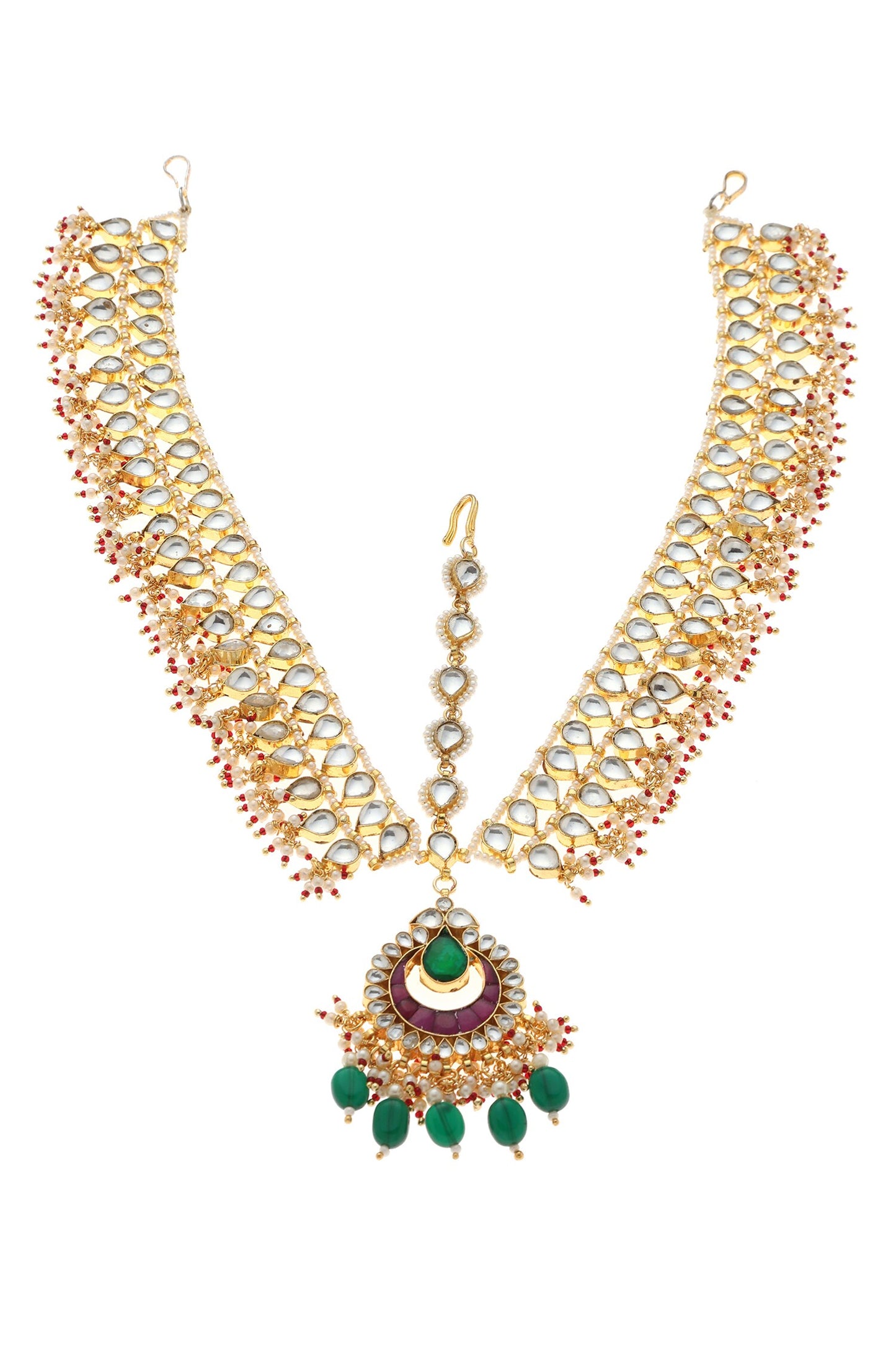 Emerald & Ruby Kundan Mathapatti 