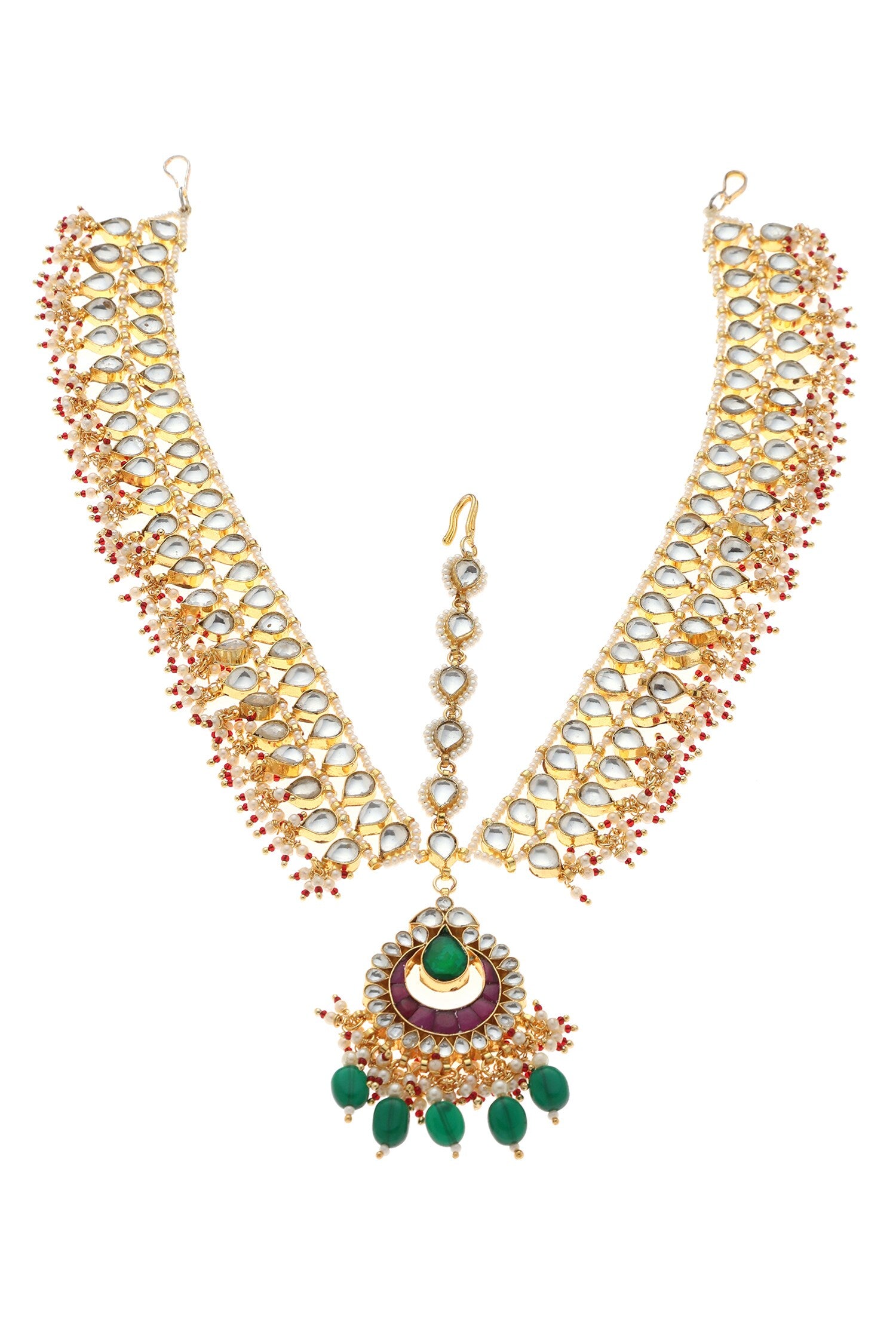 Emerald & Ruby Kundan Mathapatti 