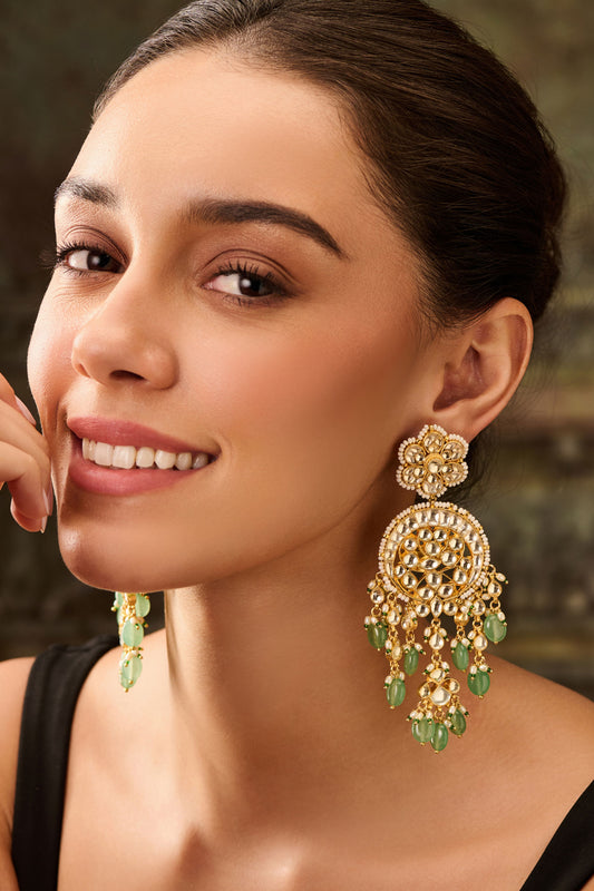 Kundan & Onyx Phool Drop Earrings 