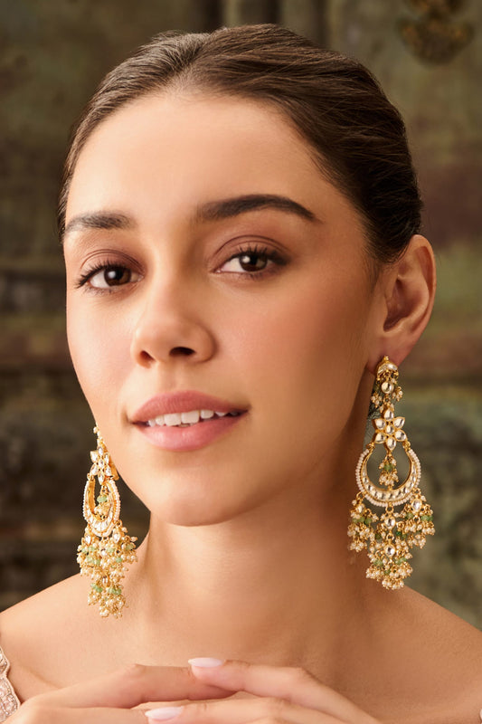 Gold Plated Kundan Chandbali Earrings 
