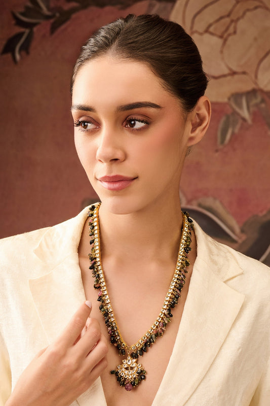 Kundan & Tourmaline Long Necklace 