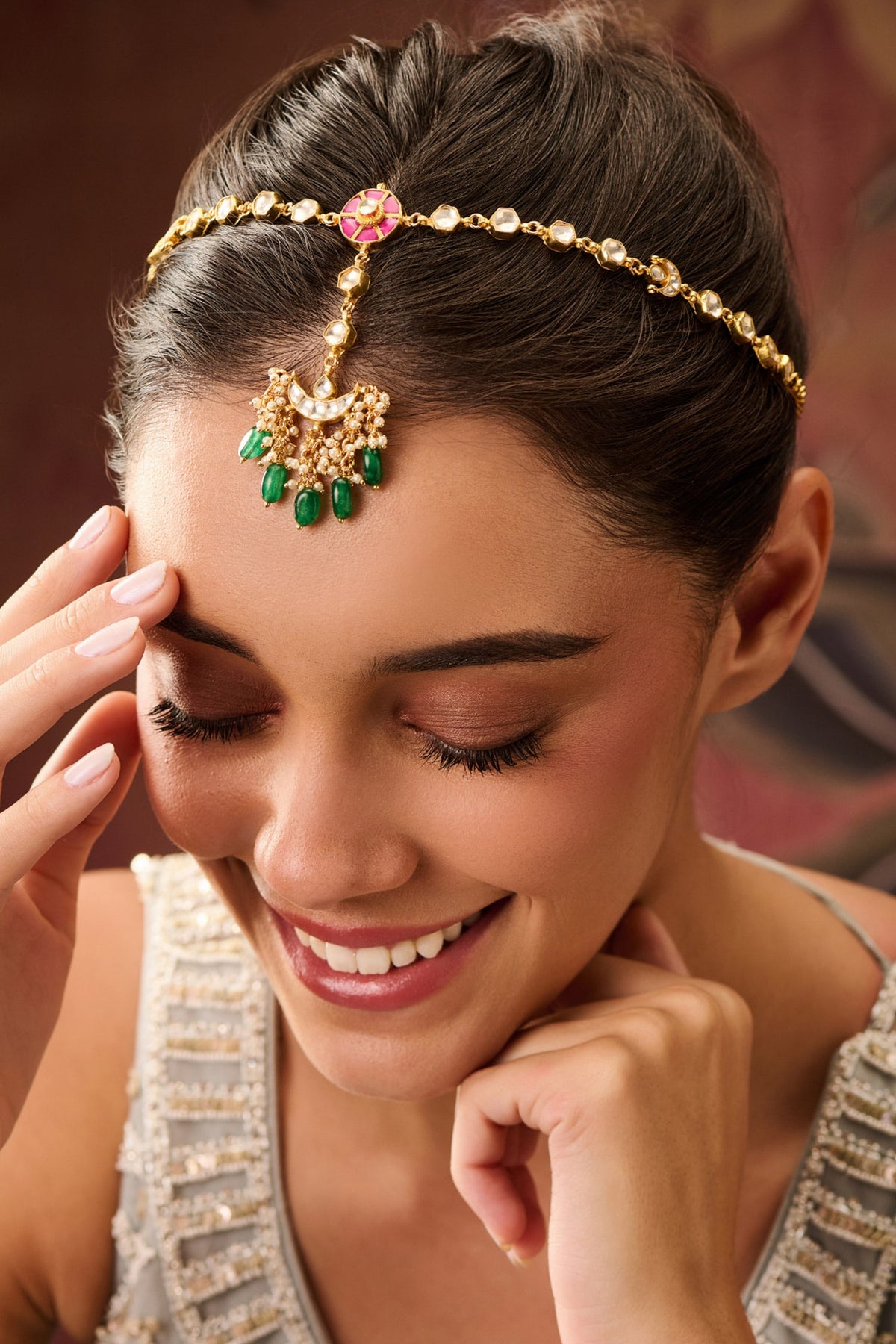 Crescent Kundan Pearl Mathapatti 