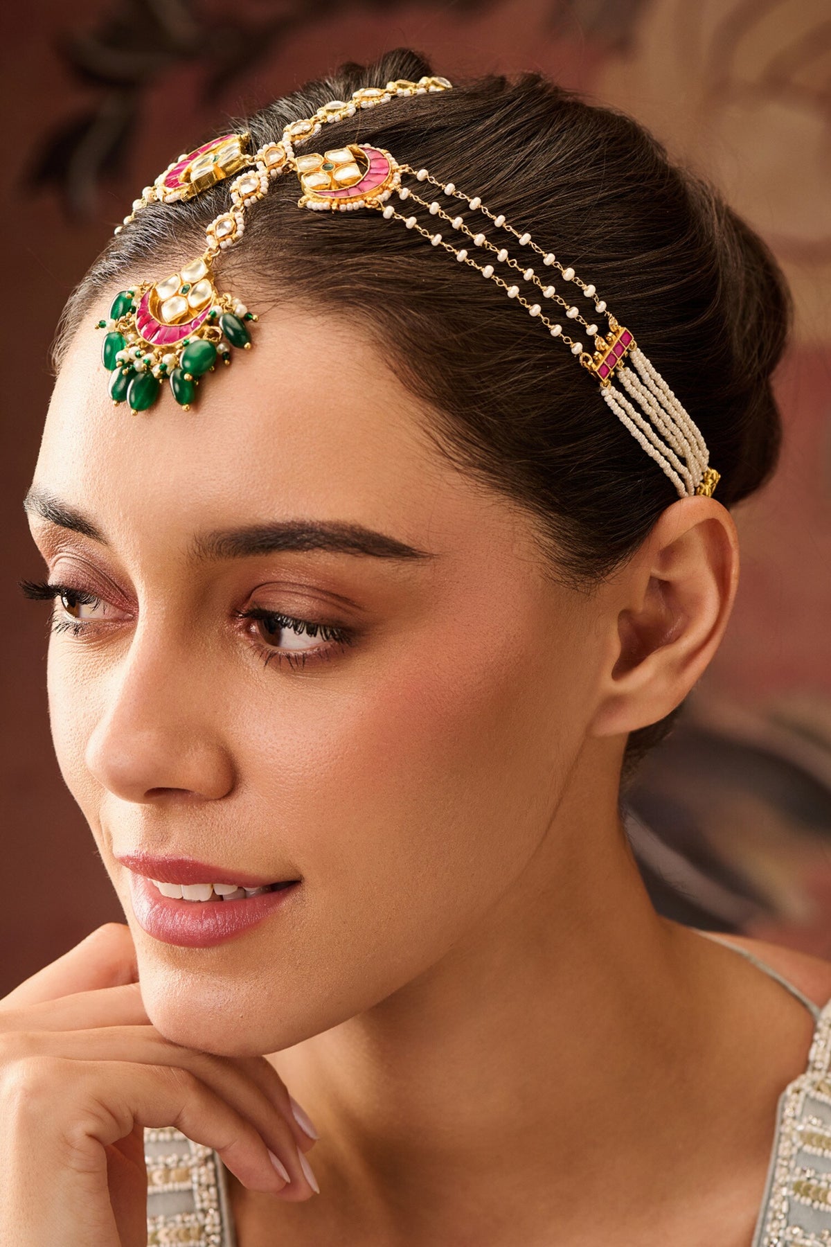 Crescent Bloom Kundan Mathapatti 