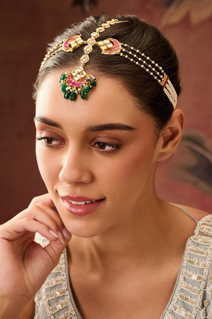Crescent Bloom Kundan Mathapatti 