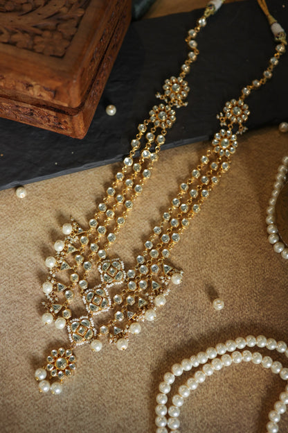 Kundan & Pearl Embellished Long Necklace 