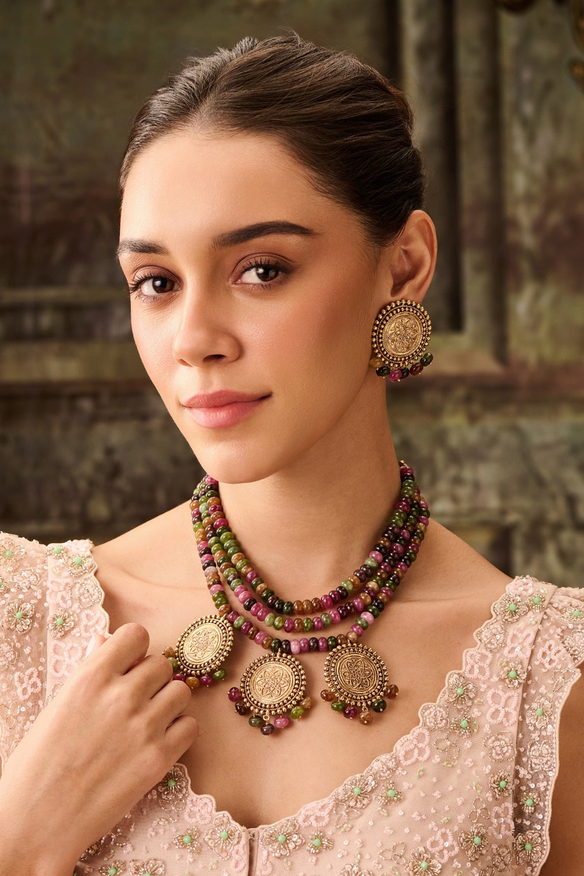 Multi Color Tourmaline Necklace Set 