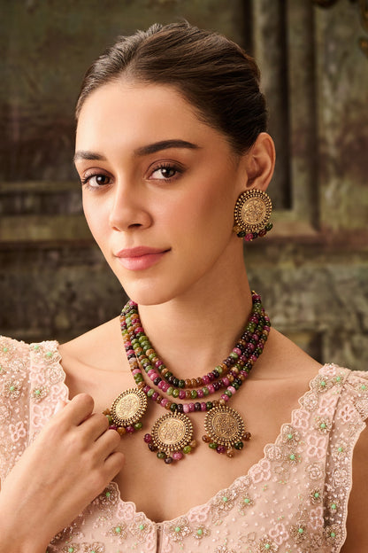 Multi Color Tourmaline Necklace Set 