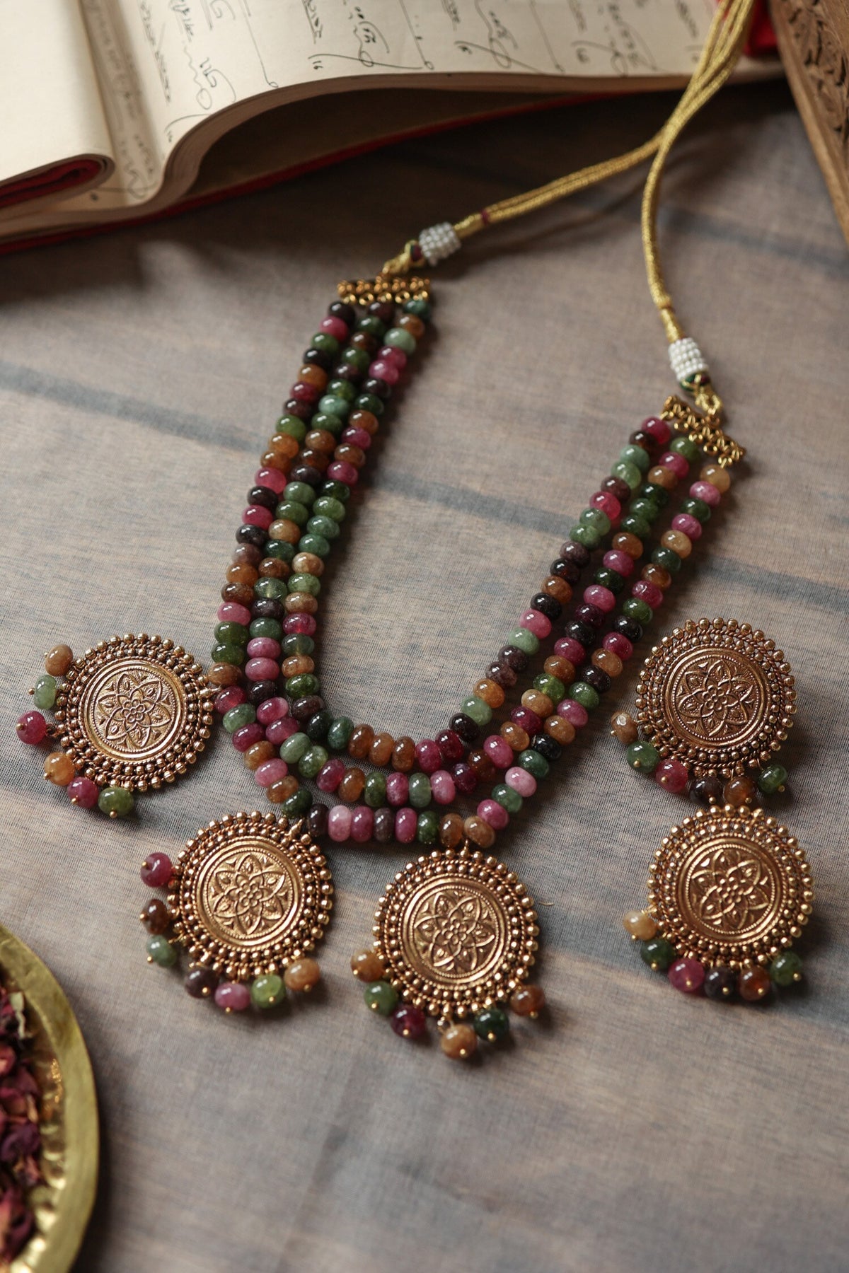 Multi Color Tourmaline Necklace Set 