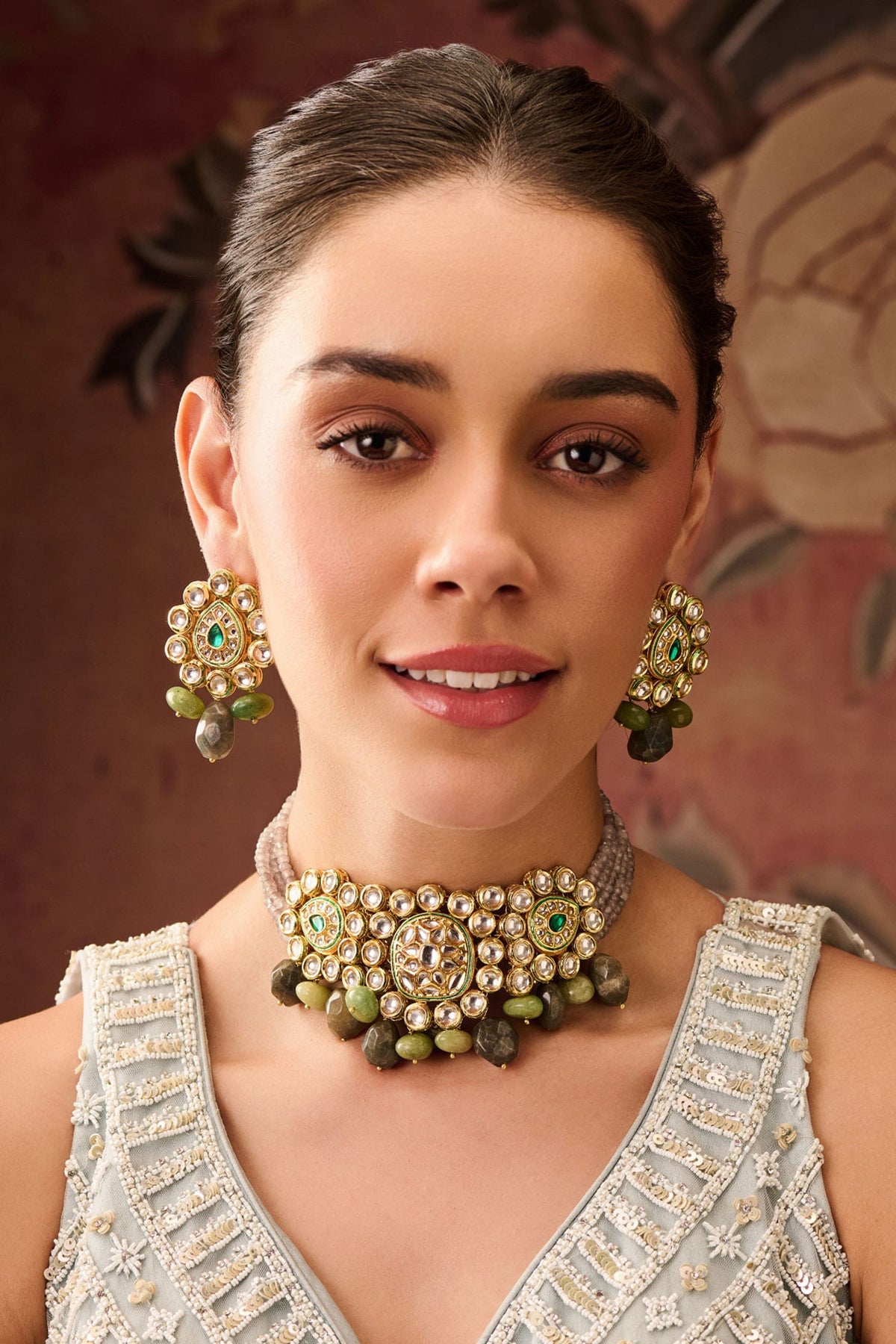 Kundan Onyx Floral Choker Set 