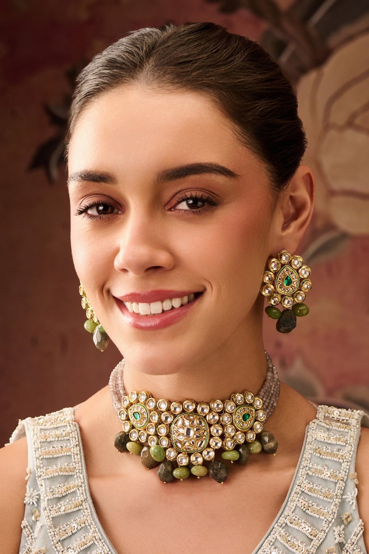 Kundan Onyx Floral Choker Set 