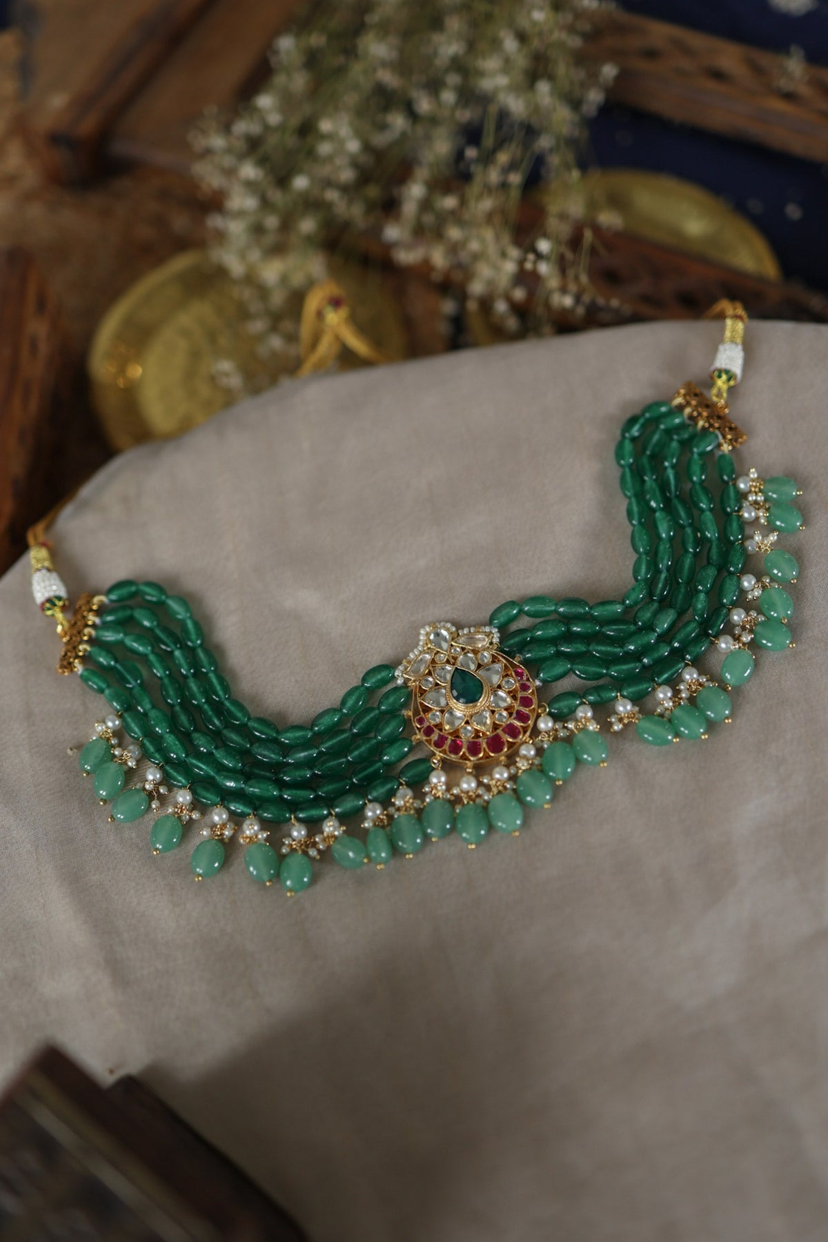 Kundan & Natural Stone Choker Necklace 