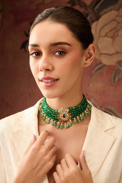 Kundan & Natural Stone Choker Necklace 