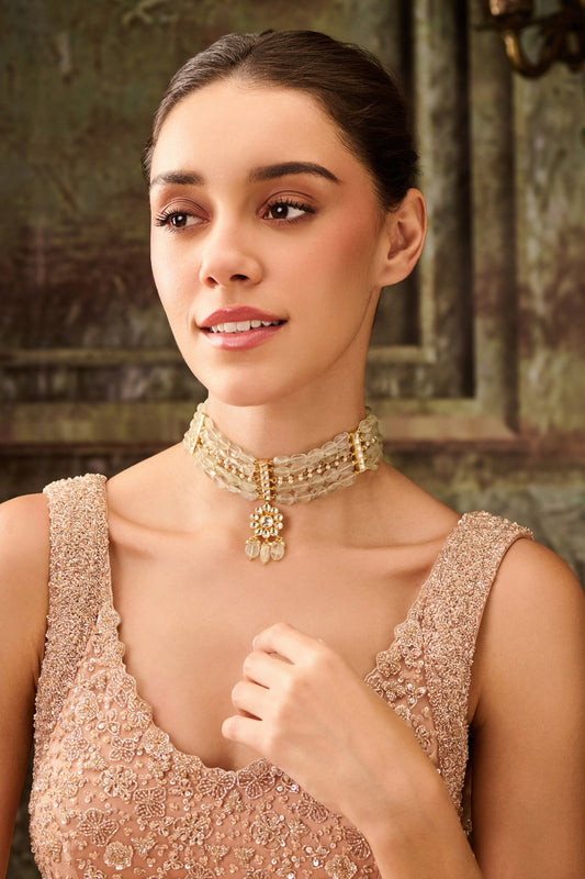 Kundan Embellished Floral Choker Necklace 