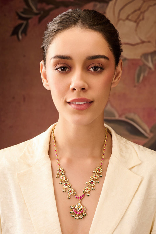 Crescent Pearl & Kundan Necklace 