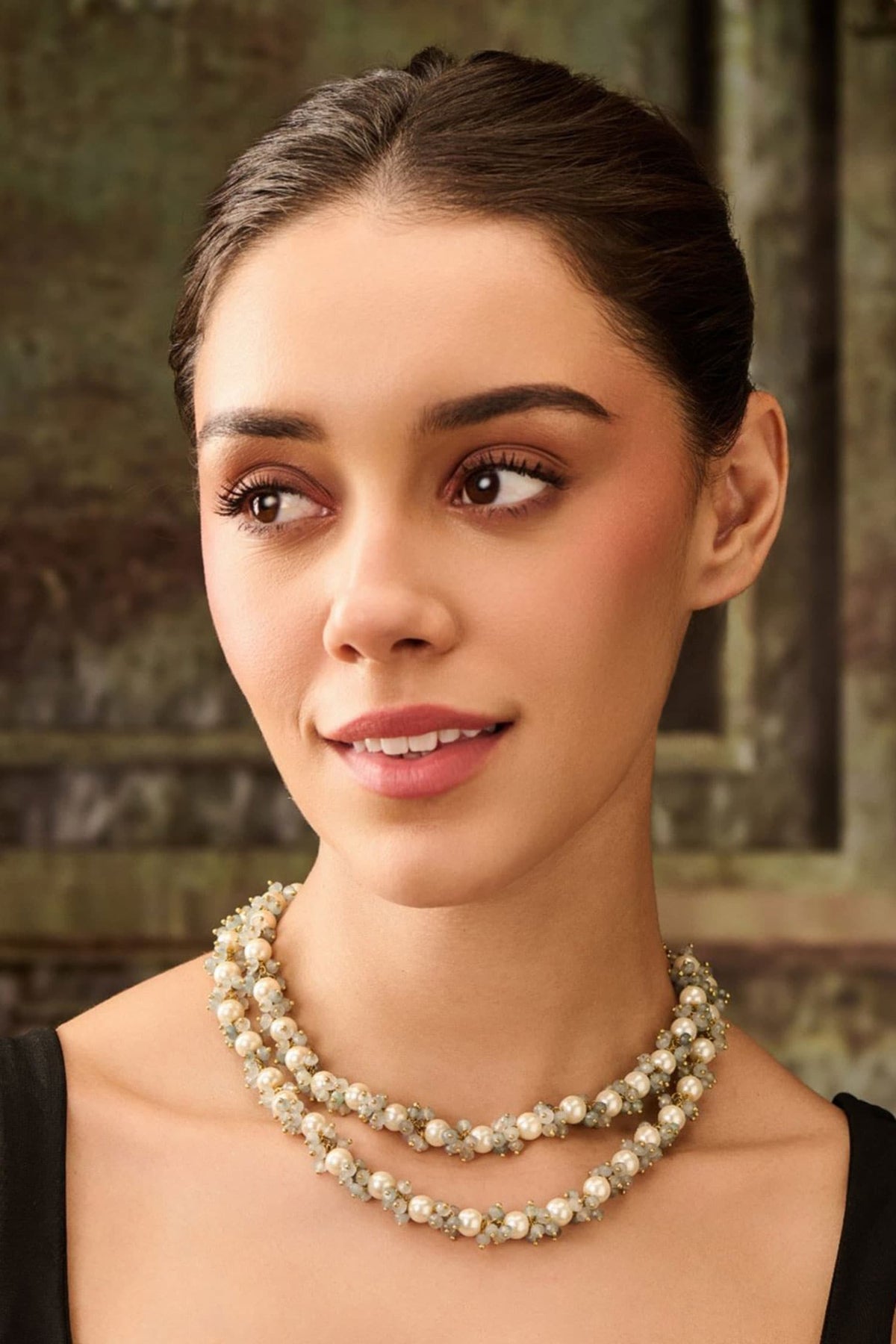 Layered Pearl & Onyx Necklace 