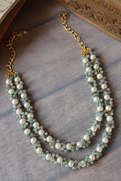 Layered Pearl & Onyx Necklace 