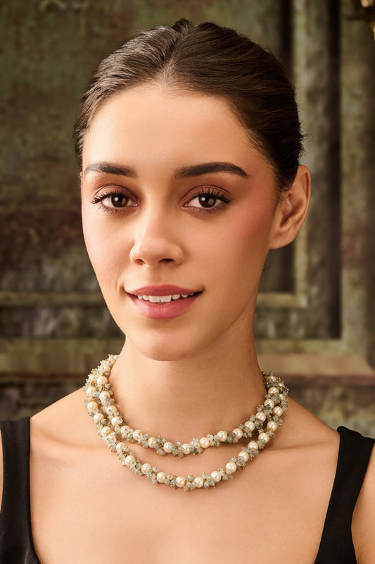 Layered Pearl & Onyx Necklace 