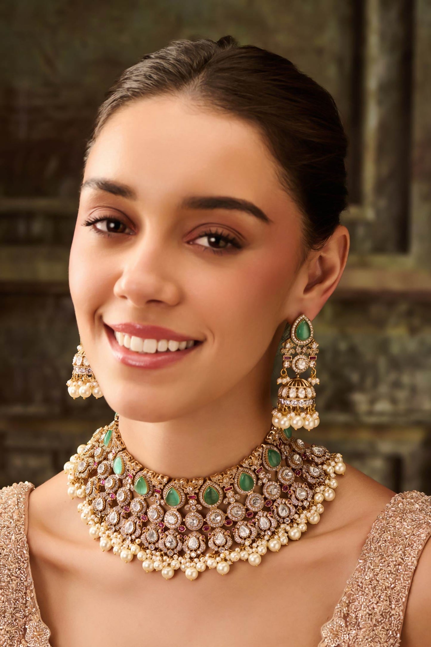 Mint Polki Pearl Choker Set 