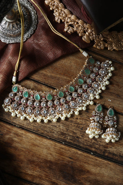 Mint Polki Pearl Choker Set 