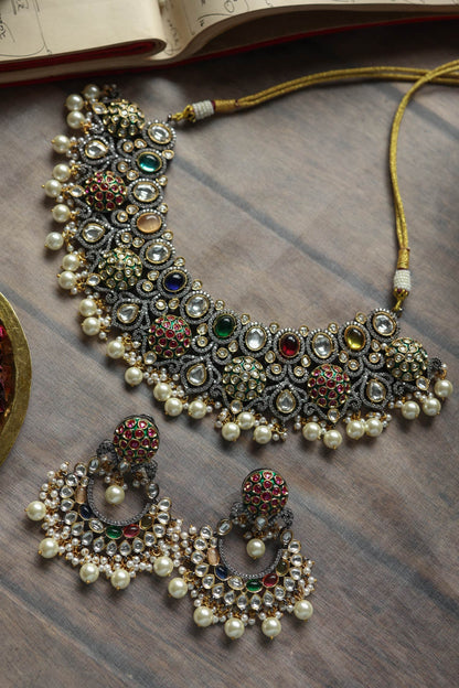 Multicolor Polki Pearl Choker Set 