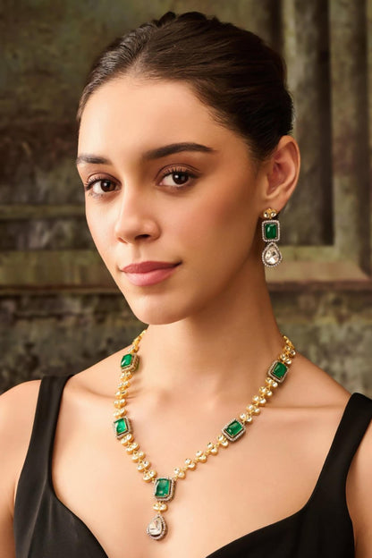 Kundan Stone Embellished Necklace Set 