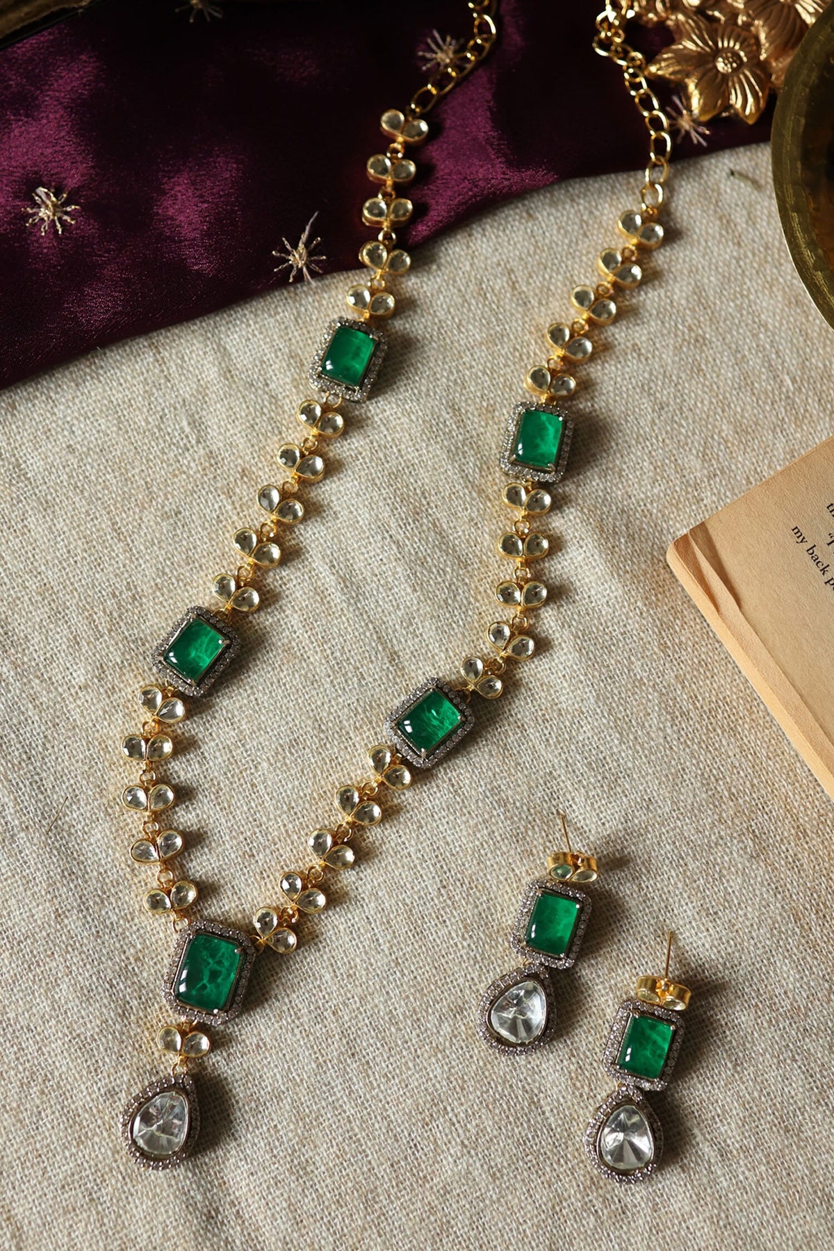 Kundan Stone Embellished Necklace Set 
