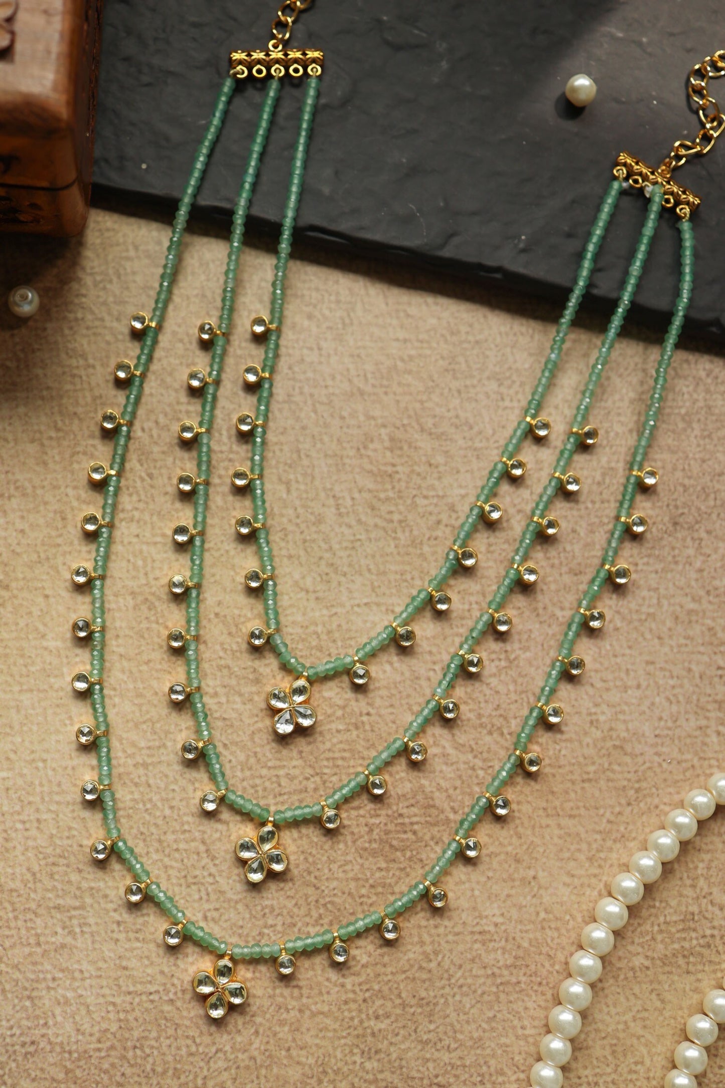 Mint Kundan Layered Necklace 