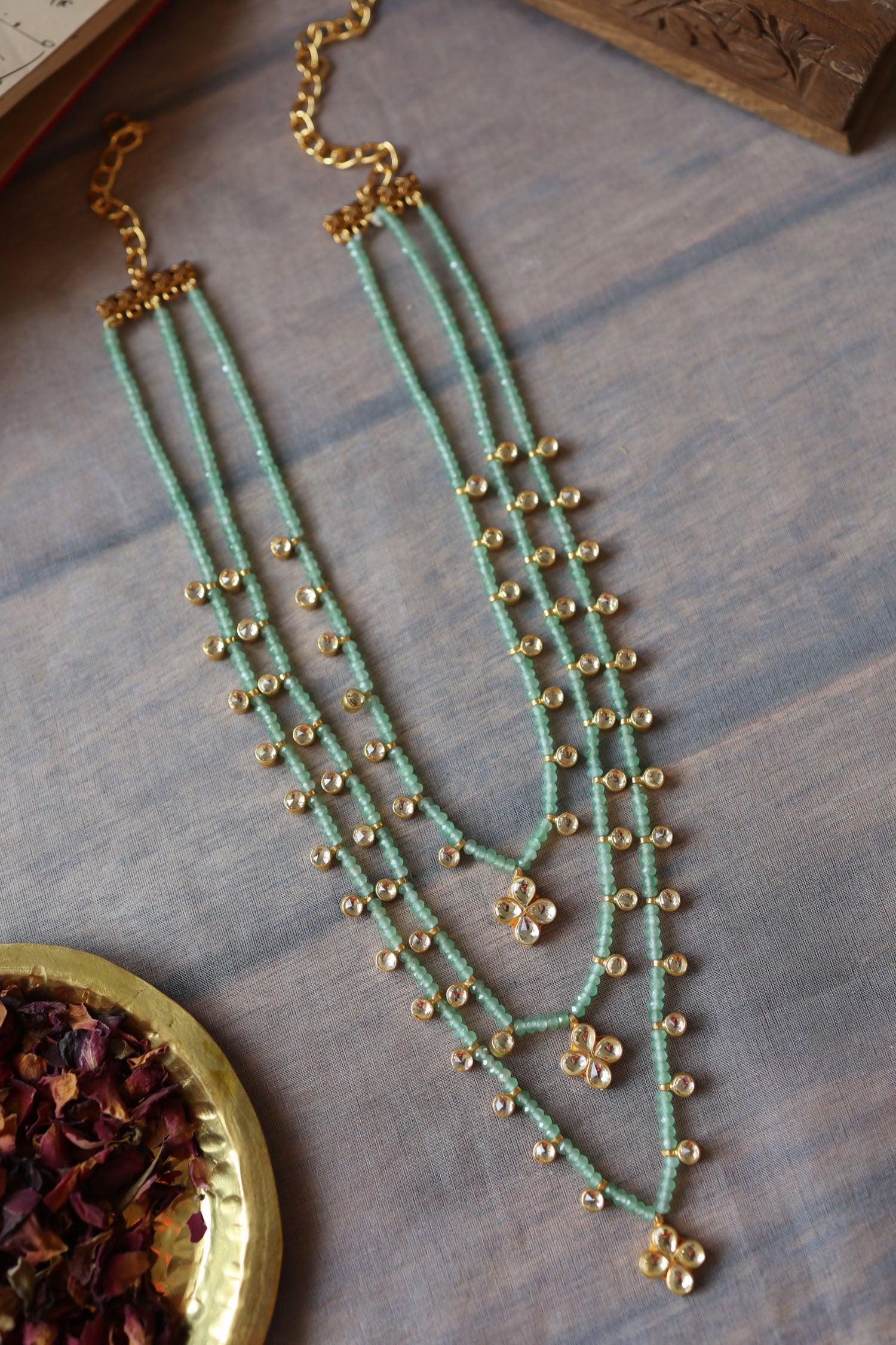 Mint Kundan Layered Necklace 