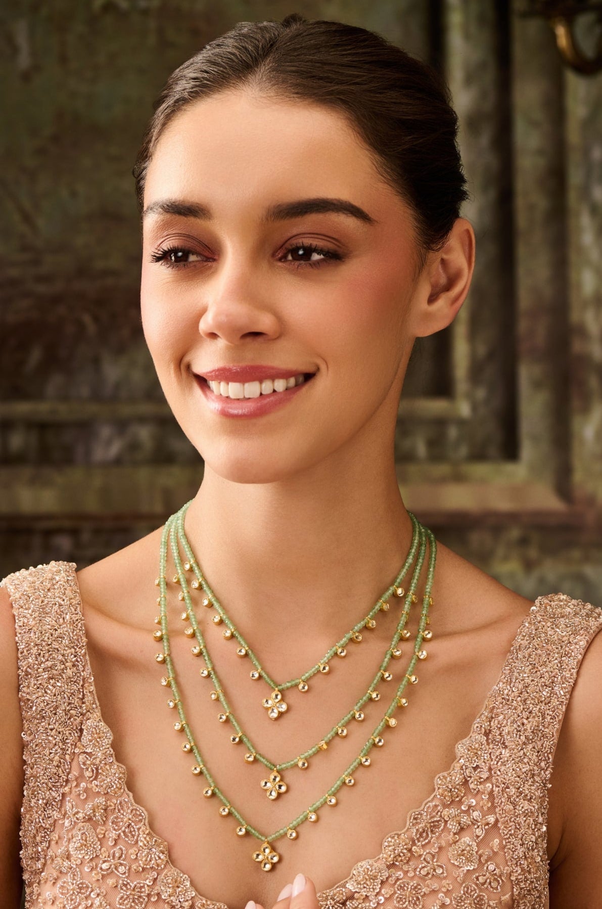 Mint Kundan Layered Necklace 