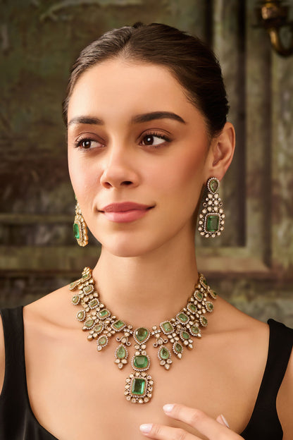Mint Polki Embellished Necklace Set 