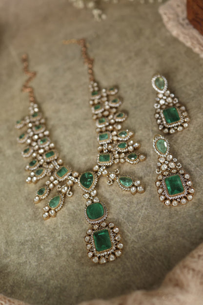Mint Polki Embellished Necklace Set 