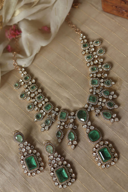 Mint Polki Embellished Necklace Set 