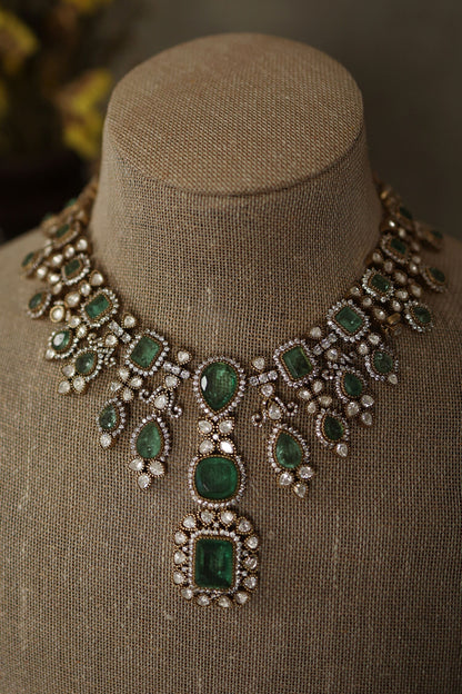 Mint Polki Embellished Necklace Set 