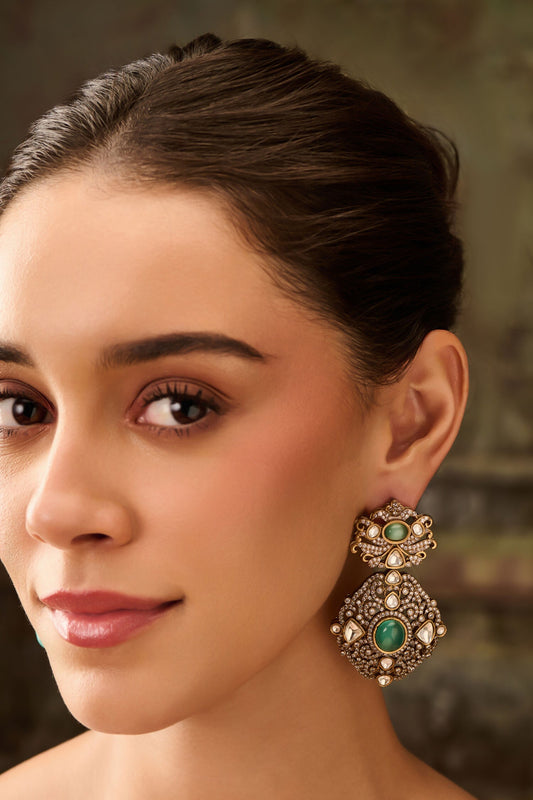 Mint Polki Cubic Zirconia Earrings 
