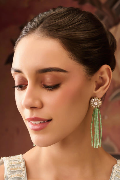 Mother Of Pearl & Green Fluorite Earrings 