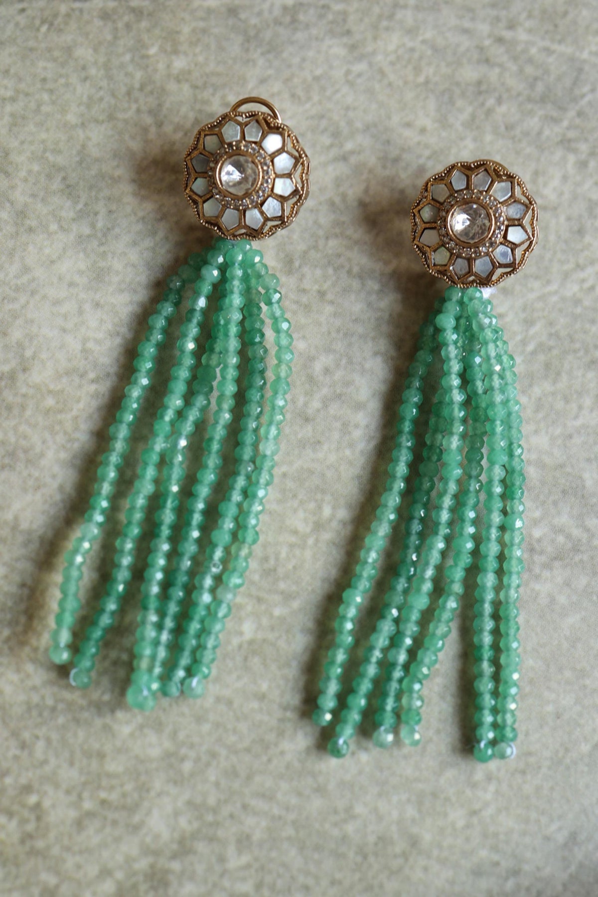 Mother Of Pearl & Green Fluorite Earrings 